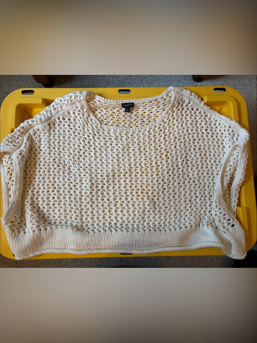 Torrid Cream Open-Weave Crewneck Sweater